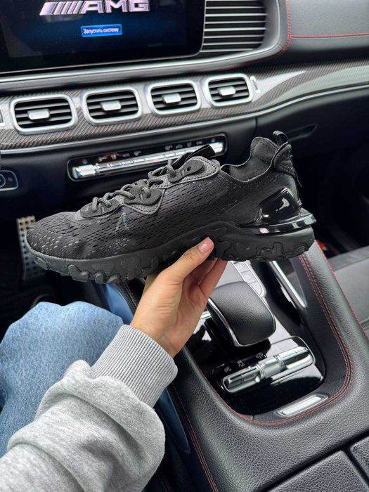 Мужские кроссовки Nike React Vision Triple Black & Premium. 40-45