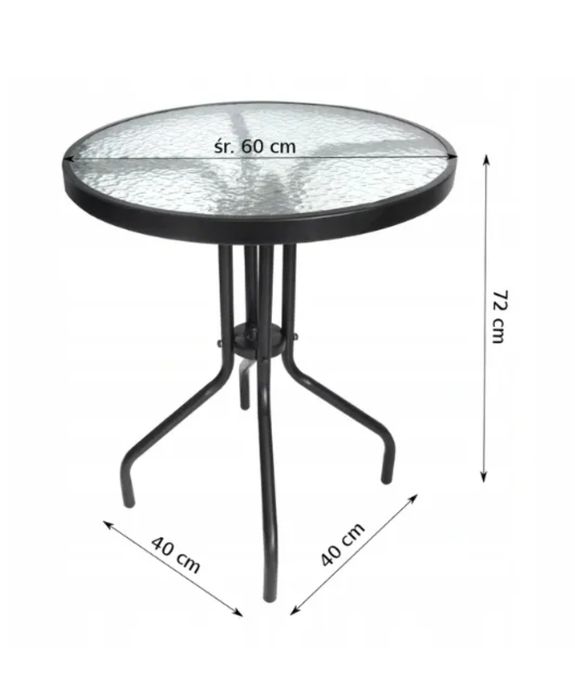 NOWE! STOLIK balkonowy BISTRO i dwa krzesła ogrodowe ratan CZARNE