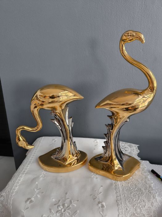 Flamingi ,porcelana,złoto.Italy.