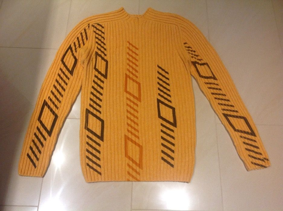 Sweter **CEFERS ** / L , Żółty Wełniany Męski