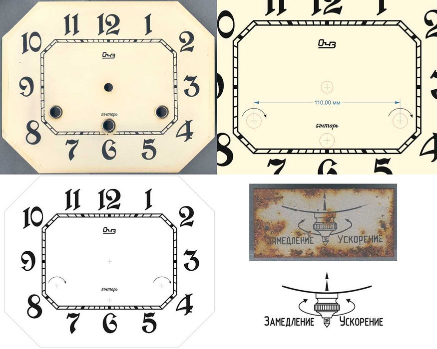 Циферблат настенных старинных часов - 2