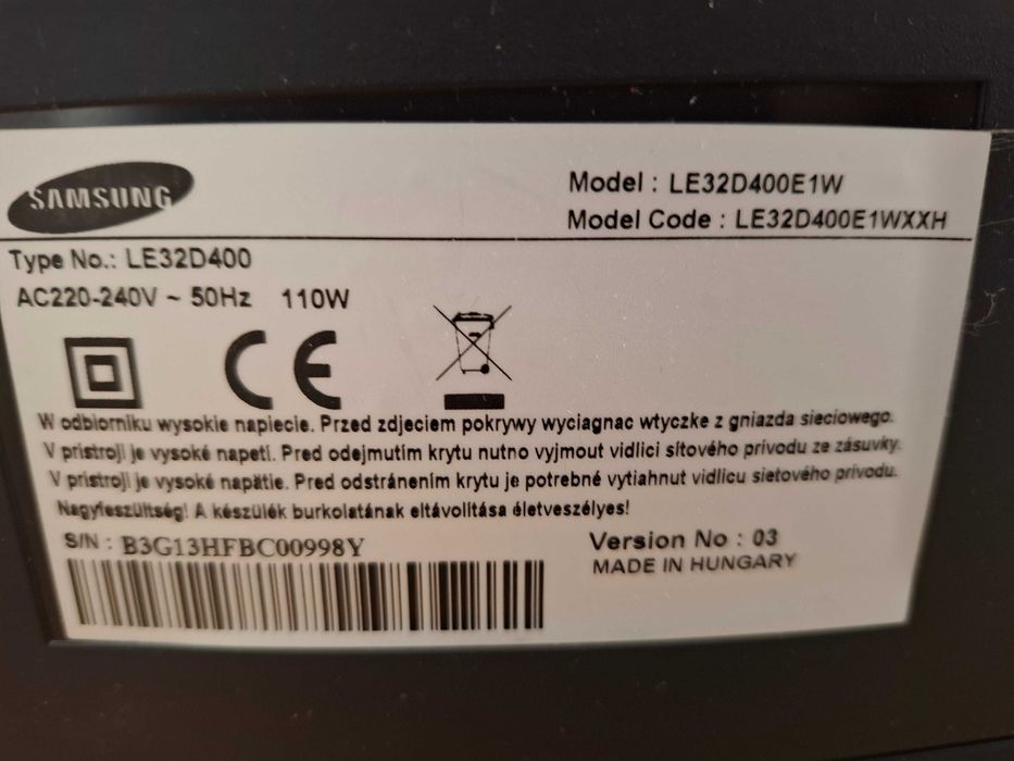Telewizor SAMSUNG LE32D400E1W + dekoder DVBT2