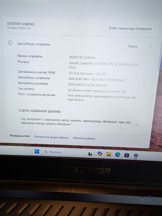 Acer Predator Helios 300 | RTX 3080 8GB | 32GB RAM | Nowa Bateria