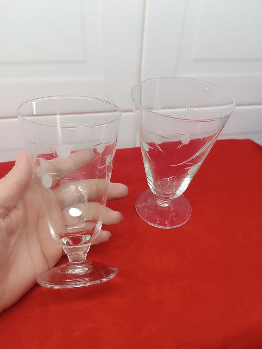 Conjunto de 2 Copos Cristal Antigo. 13 cm