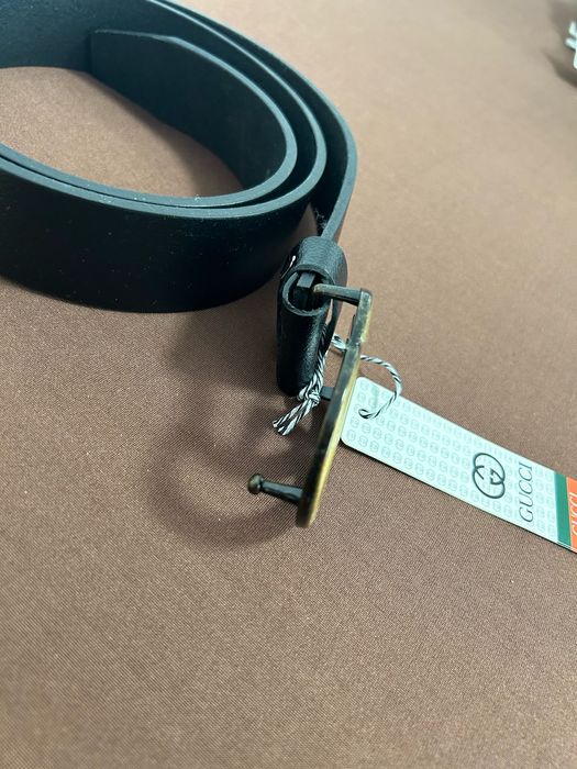 Pasek gucci stare złoto skóra naturalna logowany metalowa klamra