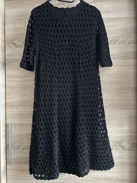 Sukienka damska ażurowa czarna rozm. 38 H&M krótki rękaw bawełna