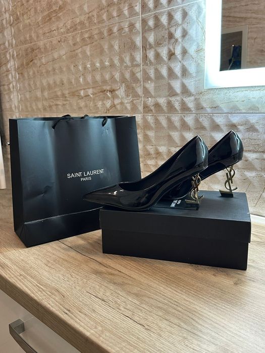 Szpilki YSL  Saint Laurent Opyum czarne lakierowane czółenka rozmiar 4
