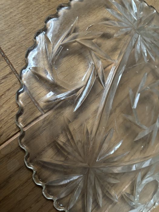 Patera z grubego i ciężkiego szkła PRL