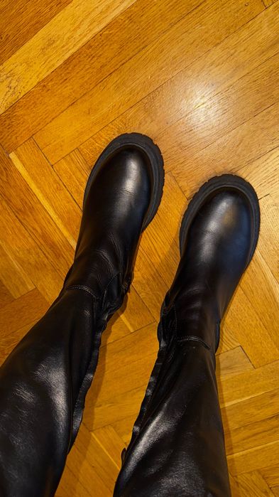 Ботфорты кожаные черные/ натуральная кожа/ высокие сапоги