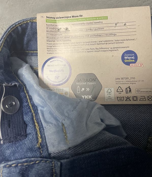 Spodnie jeansowe dziewczęce Mom Fit 152 cm, 11-12 lat.