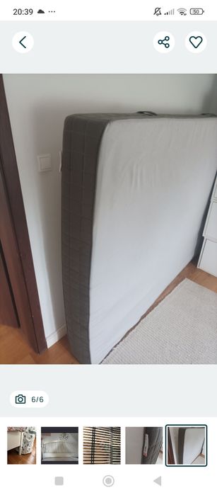 Łóżko Ikea drewniane 160x200cm + stelaż i materac Hovag