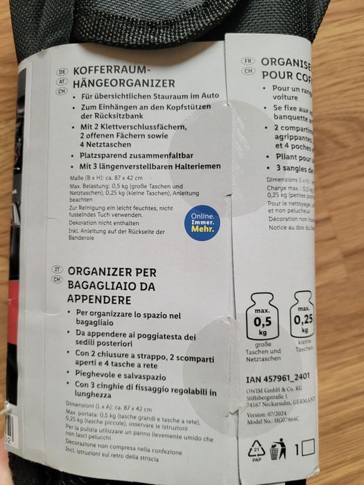 Organizer do bagażnika