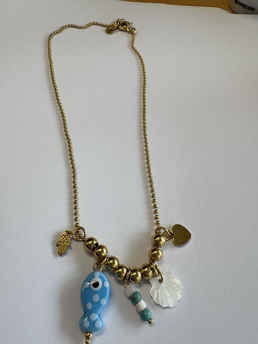 Colar aco inox com pendentes