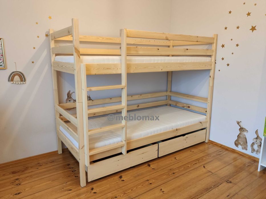 Nowe bezpieczne masywne łóżko piętrowe lite drewno sosnowe dla dzieci
