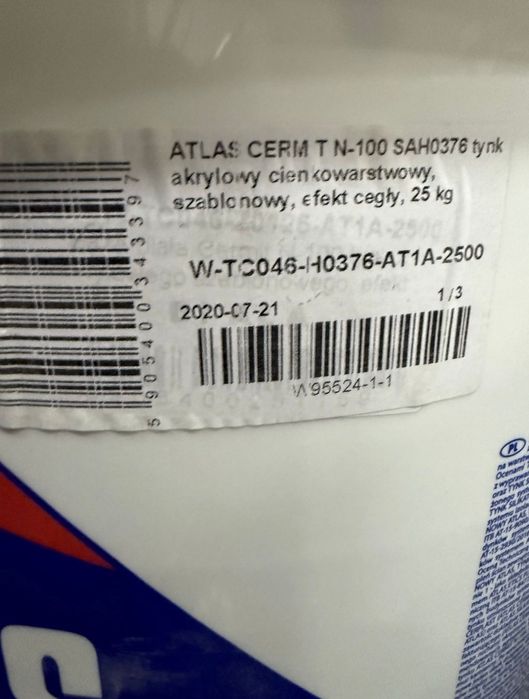 Atlas Tynk akrylowy cienkowarstwowy szablonowy, efekt cegty, 25 kg