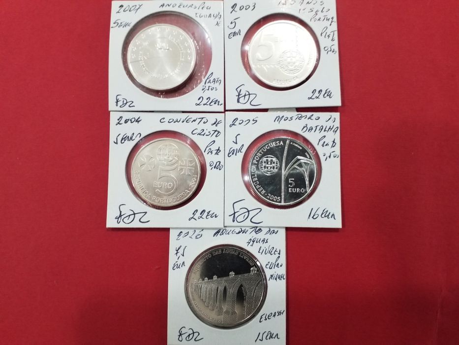 Moedas portuguesas euros.