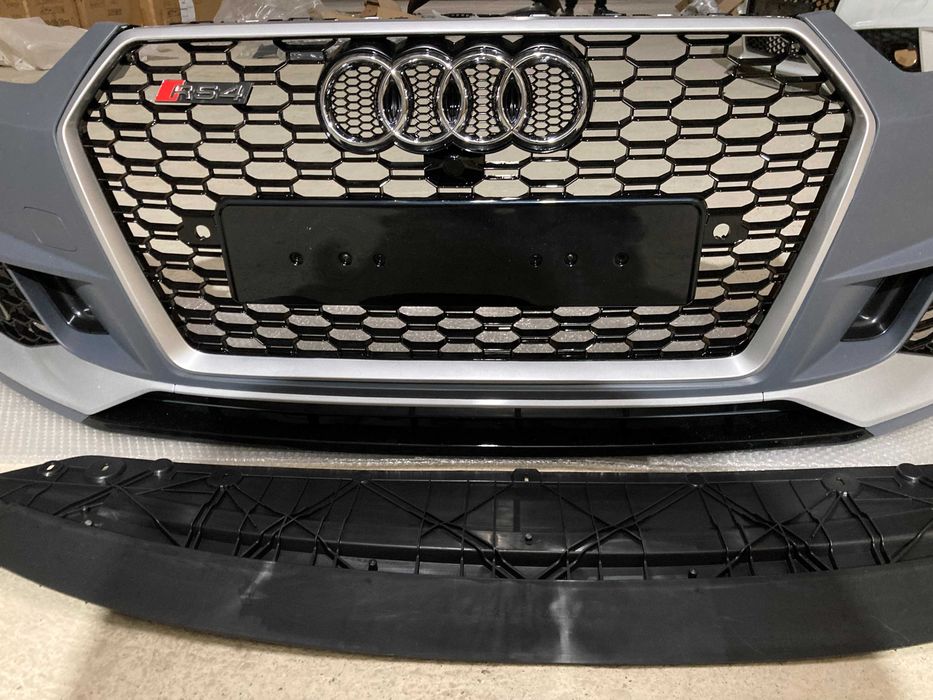 Передний бампер на Audi A4 B9 2015-2019год. (в стиле RS4 Под радары)V4
