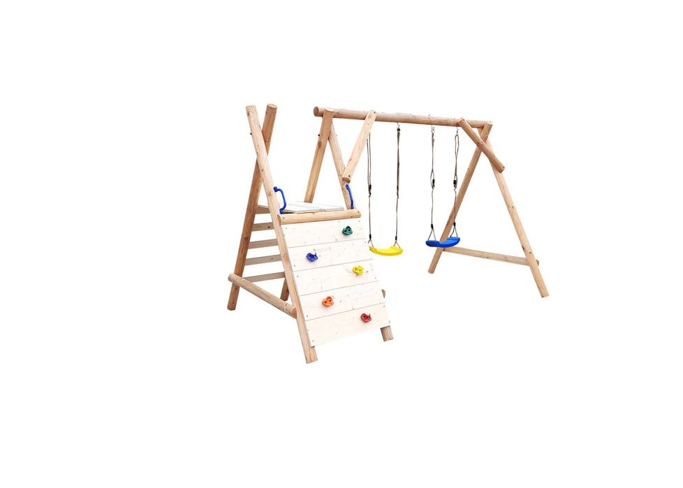 Drewniany Plac Zabaw do Ogrodu PLUTO 2Huśtawki Ścianka PRODUCENT