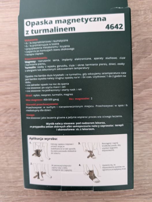 Opaska na kostkę, staw skokowy, magnetyczny turmalin. Rozmiar XL