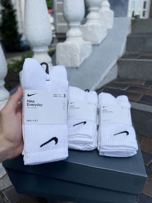 Носки Nike Everyday високі Cotton Cushioned білі 38-42, 42-46