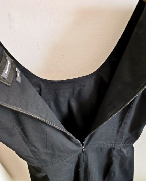Marc O'Polo XS 34 E36 sukienka midi premium czarna krótki rękaw kieszenie bawełna basic