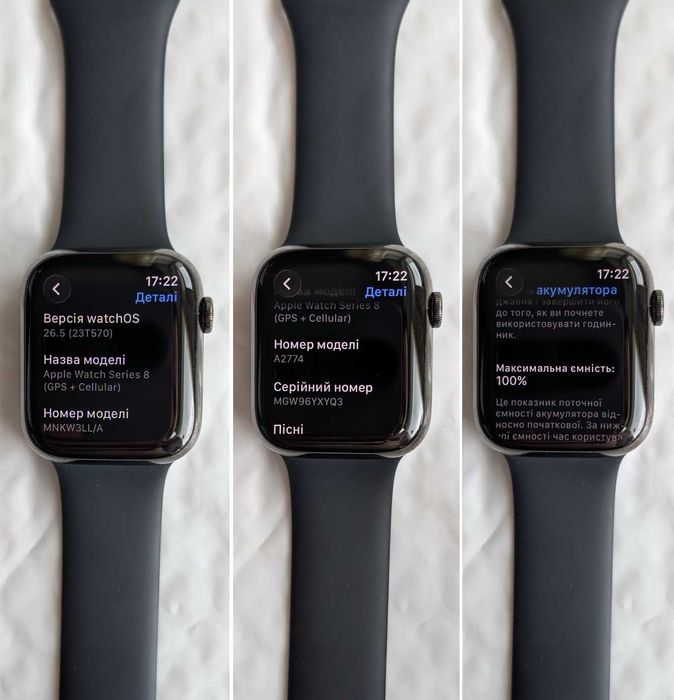 Стальні як нові Apple Watch 8 45 Graphite Stainless Steel Гарантія Магазин