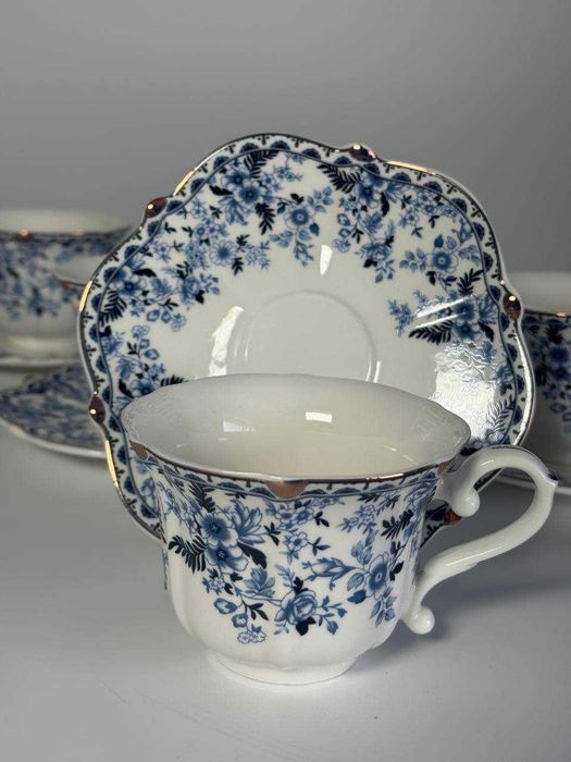 Чайний сервіз із блюдцем 250мл на 6 осіб із фарфору з малюнками 3 види