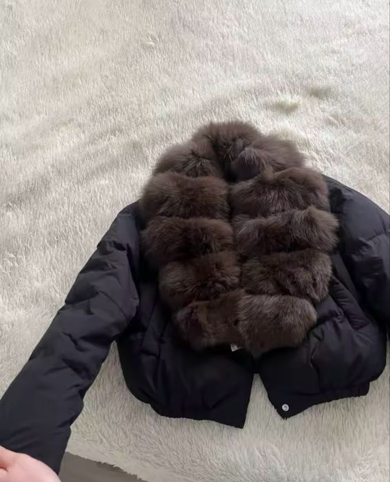 Куртка, курточка, пуховик, мех песец натурильний на с або хс