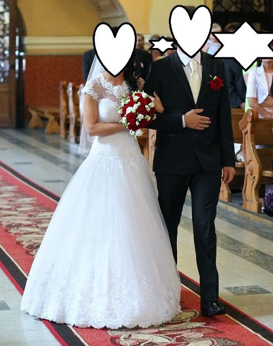 Piękna suknia ślubna / biała księżniczka / S 36
