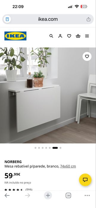 Mesa rebativel Ikea 74x60