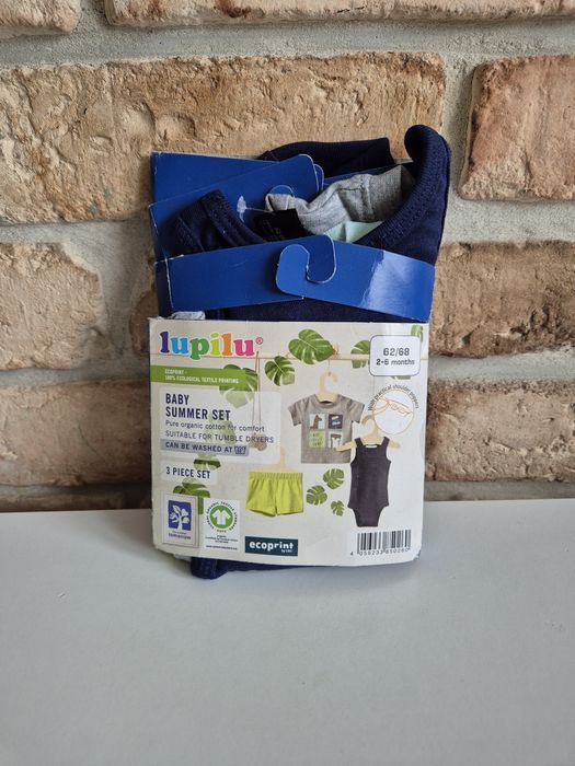 Zestaw dla chłopca letni spodenki body tshirt Lupilu 62/68