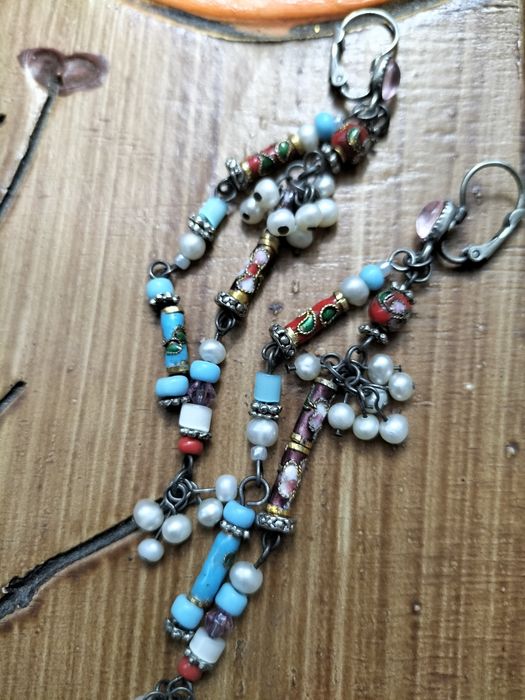 Kolczyki cloisonne- styl boho