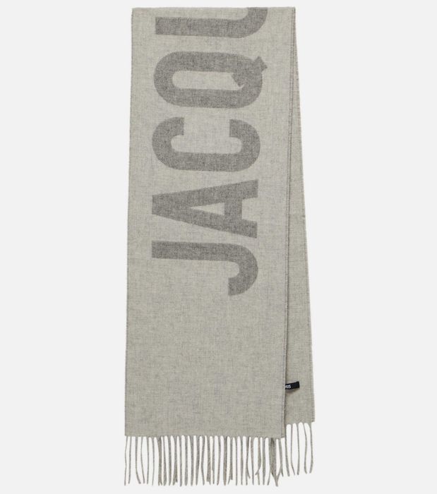 Шарф Jacquemus Logo Jacquard Fringed Edge Scarf Grey