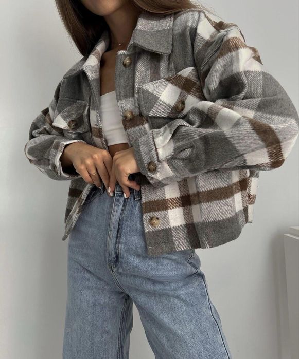 Теплі вкорочені сорочки у клітинку/ рубашка