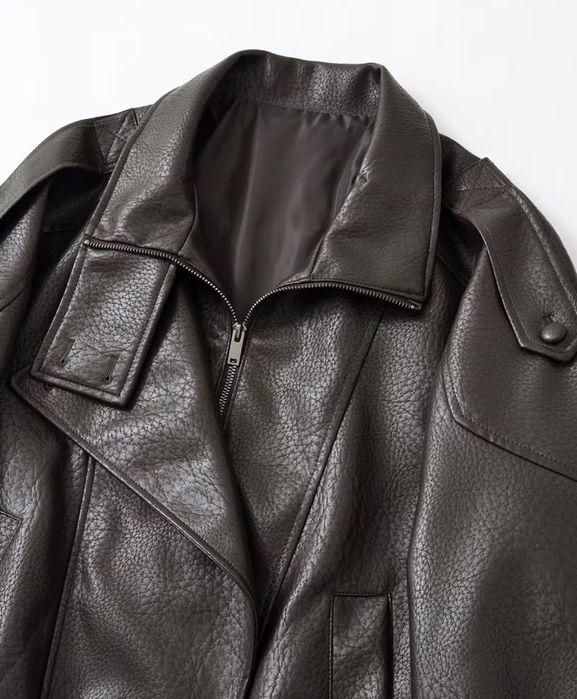 Жіноча шкіряна куртка oversize