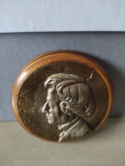 Stary medal, plakieta Fr. Chopina brąz/ mosiądz