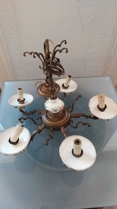 Candeeiro de Teto Vintage Estilo Capodimonte (6 Braços)
