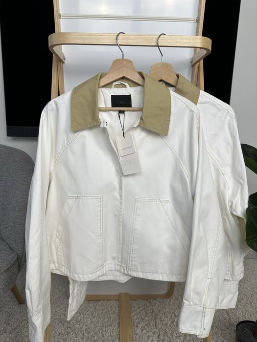 Куртка вітровка zara біла піджак бомпер XS, L