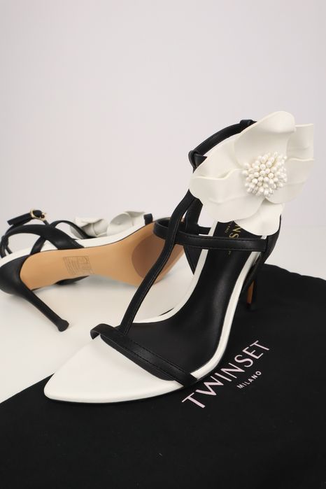 Sandały damskie Twinset Milano, rozmiar 37, czarno-białe, letnie sandały SCH4621