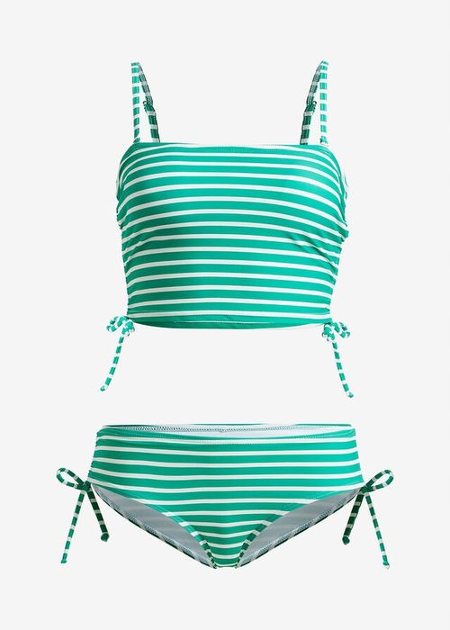 B.P.C bikini krótki top + figi zielono-białe w paski r.48