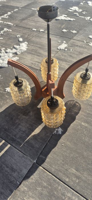 Lampa żyrandol prl zabytek klosz