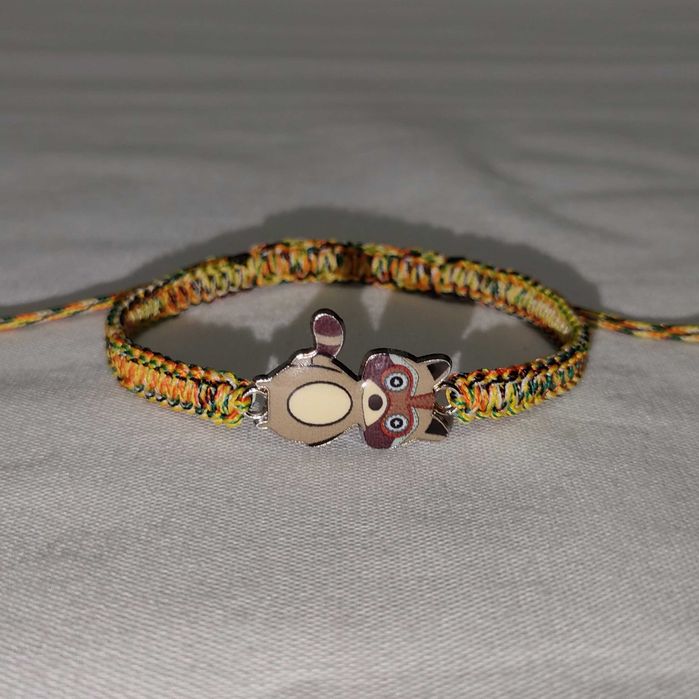 B134 Bransoletka Szop pracz makrama pleciona Handmade