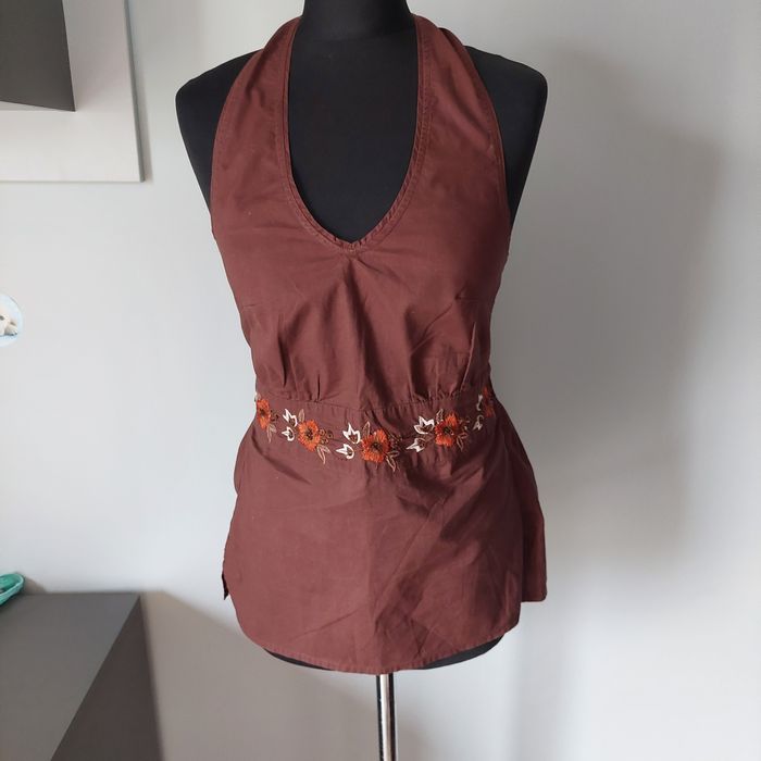 Bluzka damska letnia wiązana u szyi, nowa S