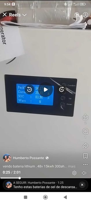Bateria de lítio 48v, 15kwh, 300ah