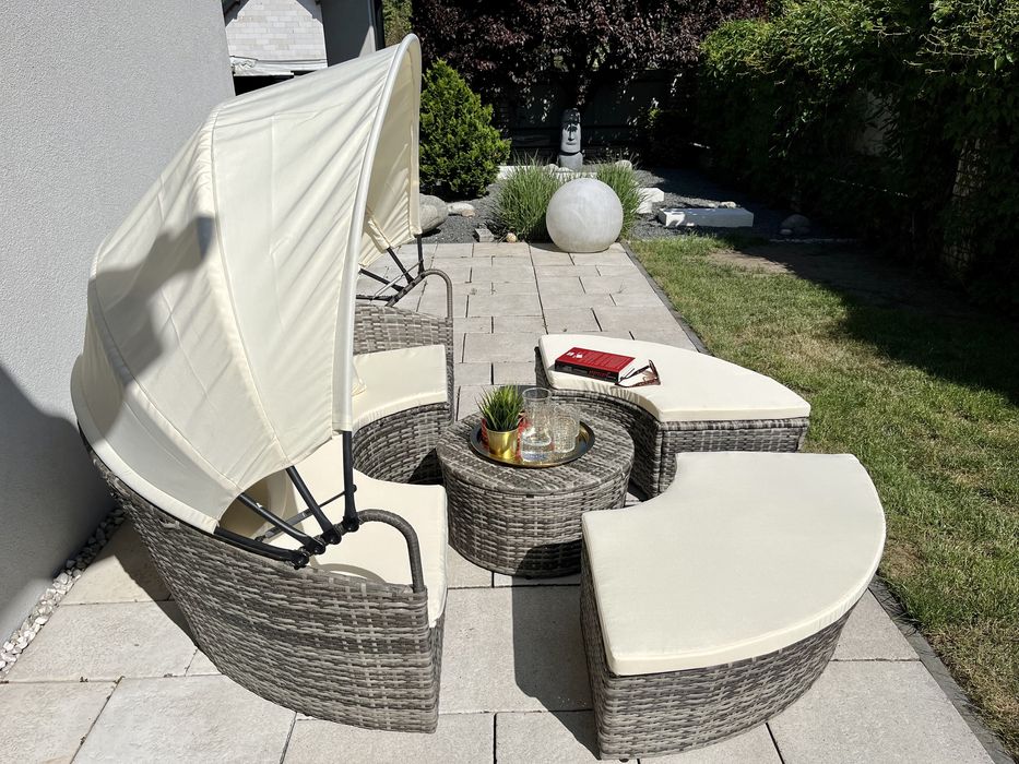 (P) VENUS leżanka wyspa technorattan szary mix leżak  180cm