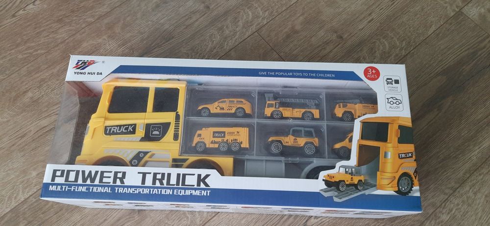 Nowe duże auto budowlane żółte+ 6 małych autek