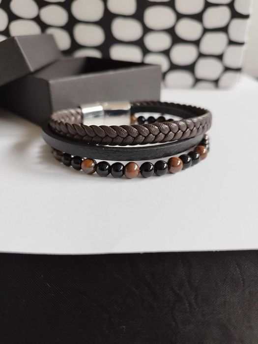 Bransoletka (2) męska skórzana prezent nowa