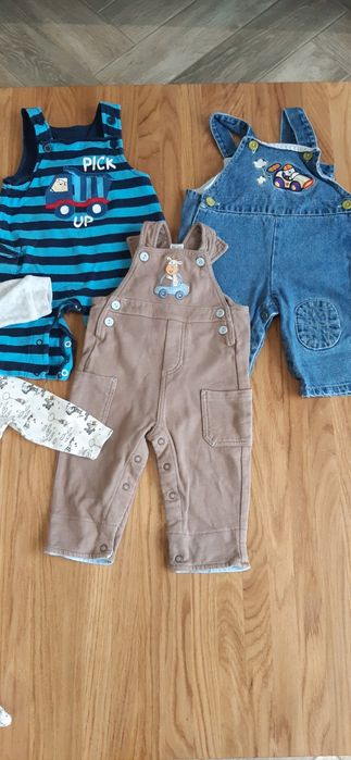 Zestaw 8szt pajacyki ogrodniczki rozm68