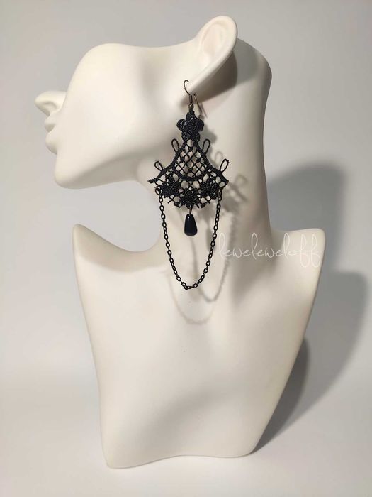Kolczyki koronka gothic metal restyle lolita emp vintage retro rock