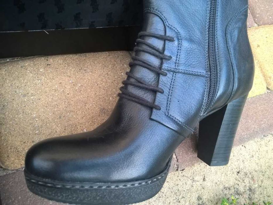 NOWE Buty-Kozaki OFICERKI Wysokie37 Natural skóra100% BRĄZ I-Klasa Gw6